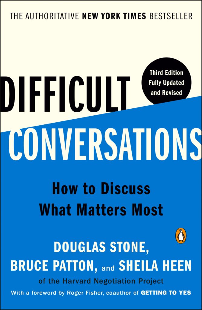 Book cover. Difficult conversations - how to discuss what matters most. Douglas Stone, Bruce Patton, and Sheila Heen